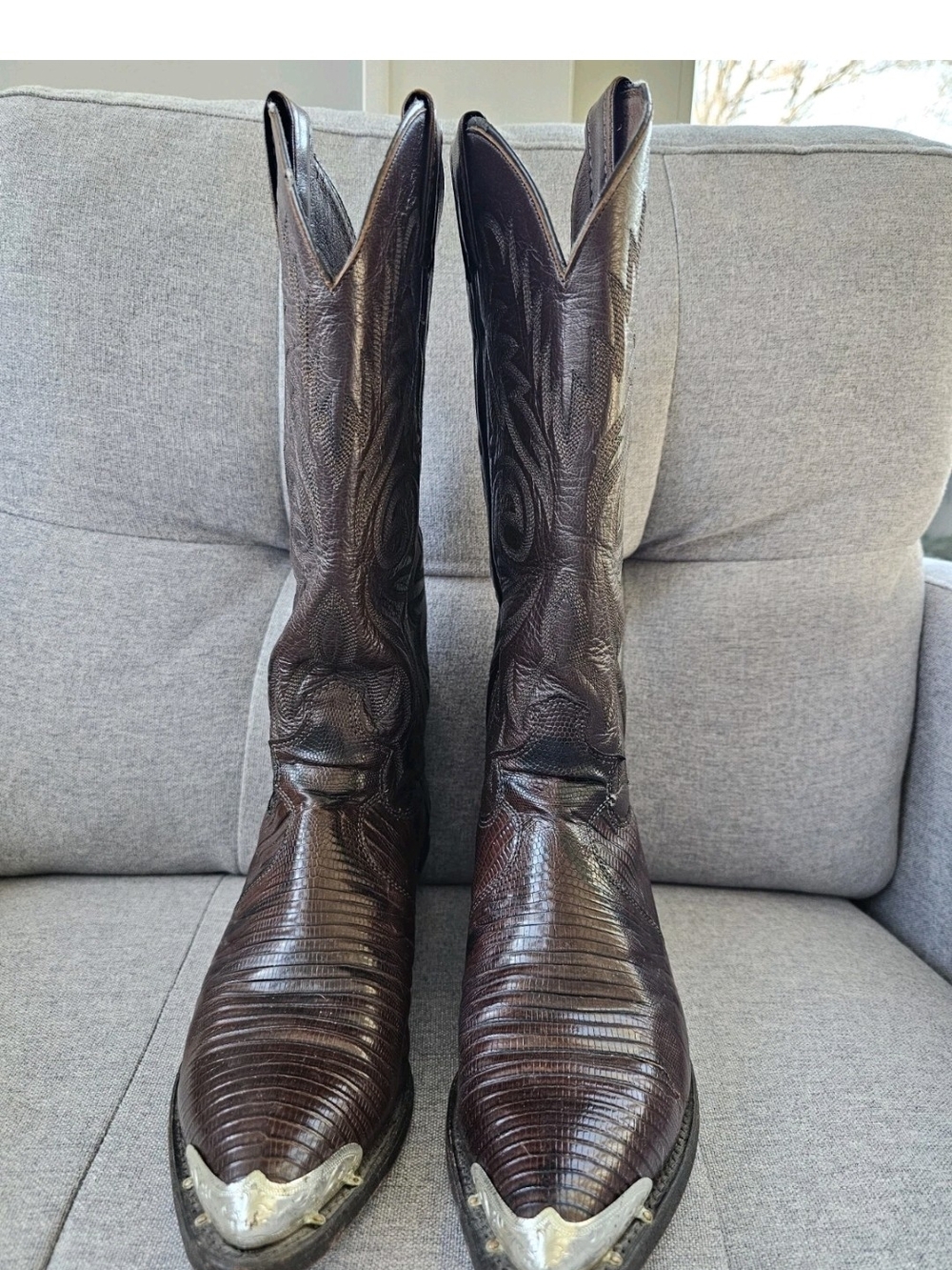 Justin Exotic Lizard Chocolate Festival Cowboy Boots Size 7B
